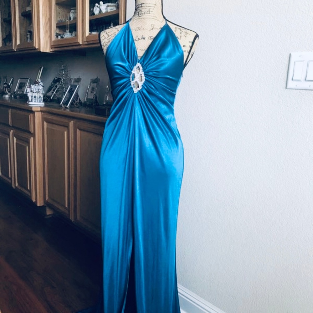 TEAL SATIN DRESS BRAND NEW W/ TAGS SZ 9